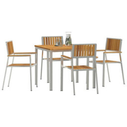 Berkfield Garden Dining Set 5 Pcs Brown Solid Acacia Wood - thumbnail 3