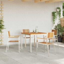 Berkfield Garden Dining Set 5 Pcs Brown Solid Acacia Wood - thumbnail 4