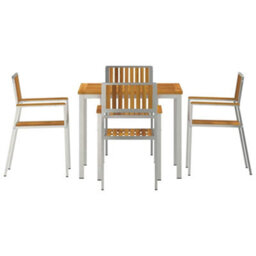 Berkfield Garden Dining Set 5 Pcs Brown Solid Acacia Wood - thumbnail 7
