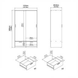 Furniture To Go Line Wardrobe With 2 Doors + 2 Drawers In Jackson Hickory Oak - thumbnail 9