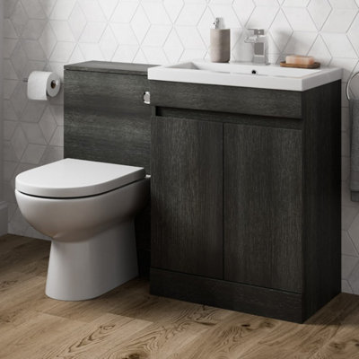 Affine 600mm Charcoal Grey Bathroom Vanity Unit Basin Soft Close Seat Toilet Wc Modern - image 1