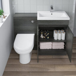 Affine 600mm Charcoal Grey Bathroom Vanity Unit Basin Soft Close Seat Toilet Wc Modern - thumbnail 4