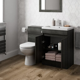 Affine 600mm Charcoal Grey Bathroom Vanity Unit Basin Soft Close Seat Toilet Wc Modern - thumbnail 3