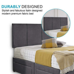 Dining Tables Chelsea Headboard Divan Set, 2 Drawer On Same Side With Sprung 1500 Comfort Mattress - Plush Steel - Double - thumbnail 3