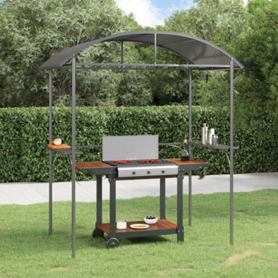 Walplus Bbq Gazebo With Side Shelves Anthracite 220X115X230 Cm Steel - image 1