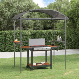 Walplus Bbq Gazebo With Side Shelves Anthracite 220X115X230 Cm Steel
