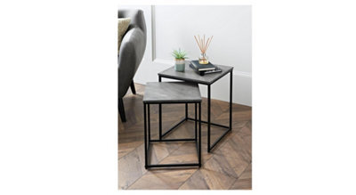 Spot On Dealz Space-Saving Nesting Tables For Modern Homes Stylish &  Stone Effect Table Tops Metal Legs - image 1