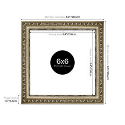 6X6 Champaign Ornate Picture Frame (15.2 X 15.2Cm) Poster, Photo, Artwork, Gallery Wall Or Print - thumbnail 2