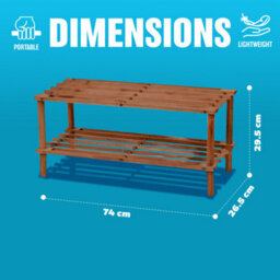 2 Tier Walnut Wooden Shoe Rack Footwear Storage Stackable Organiser Unit Shelf Trainers Space Efficient Multi Purpose - thumbnail 5