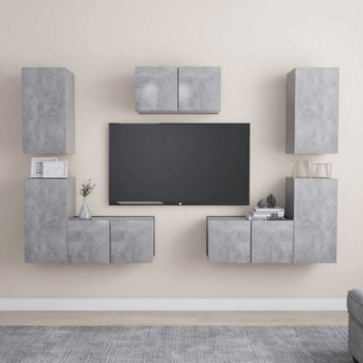 Berkfield 7 Piece Tv Cabinet Set Concrete Grey Engineered Wood - image 1
