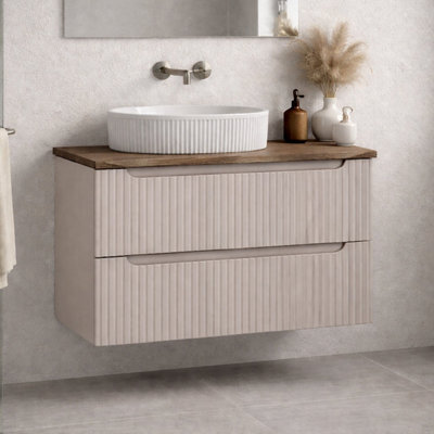 Heze Furniture Noca Bathroom Cabinet 80Cm With Worktop And Countertop Basin In Cashmere - image 1