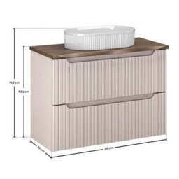 Heze Furniture Noca Bathroom Cabinet 80Cm With Worktop And Countertop Basin In Cashmere - thumbnail 7
