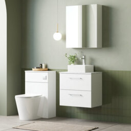Nuie Arno Wall Hung Vanity Unit With 2 Soft-Close Drawers & Gloss White Laminate Top - thumbnail 4