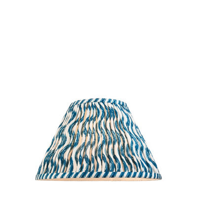 Loops Elegant 30Cm Handcrafted Marlin Blue Tapered Cylinder Lamp Shade With Pleated Design - image 1