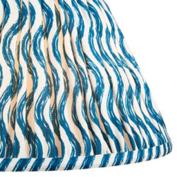 Loops Elegant 30Cm Handcrafted Marlin Blue Tapered Cylinder Lamp Shade With Pleated Design - thumbnail 2
