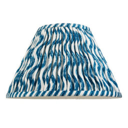 Loops Elegant 30Cm Handcrafted Marlin Blue Tapered Cylinder Lamp Shade With Pleated Design - thumbnail 5