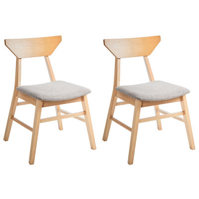 Beliani Set Of 2 Dining Chairs Hopkins Wood Light Brown - image 1
