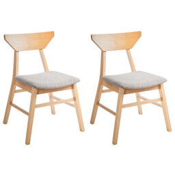 Beliani Set Of 2 Dining Chairs Hopkins Wood Light Brown - thumbnail 1