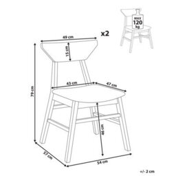 Beliani Set Of 2 Dining Chairs Hopkins Wood Light Brown - thumbnail 3