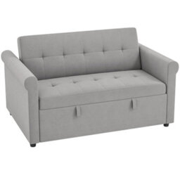 Wyld Haus Rekano Velvet Grey 2-Seater Sofa Bed With Tufted Upholstery, Double Bed Conversion - thumbnail 2