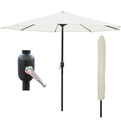 Glamhaus Garden Parasol Table Umbrella 2.7M With Crank Handle Uv40 Protection Free Protection Cover Robust Steel Cream - image 1