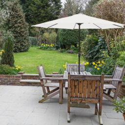 Glamhaus Garden Parasol Table Umbrella 2.7M With Crank Handle Uv40 Protection Free Protection Cover Robust Steel Cream - thumbnail 5