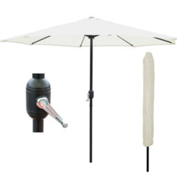 Glamhaus Garden Parasol Table Umbrella 2.7M With Crank Handle Uv40 Protection Free Protection Cover Robust Steel Cream - thumbnail 1