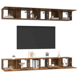 Berkfield Modern Tv Cabinet 6 Pcs Old Wood 60 X 30 X 35 Cm Engineered Wood - thumbnail 3
