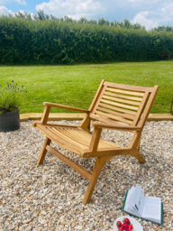 Garden Armchair Teak Wood - Solid Wood Armchair - Garden Sunchair Deckchair - thumbnail 5