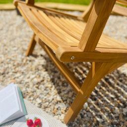 Garden Armchair Teak Wood - Solid Wood Armchair - Garden Sunchair Deckchair - thumbnail 3