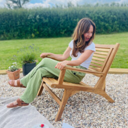 Garden Armchair Teak Wood - Solid Wood Armchair - Garden Sunchair Deckchair - thumbnail 2