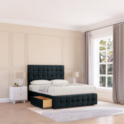 "Sloomy 4Ft6 Watson Naples Silver Bed Set With 2 Drawers & Footboard, Mattress & 54"" Headboard - Double"