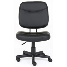 Black Home Office Chair Pu Leather Computer Desk Chair Swivel Armless Chair For Study - thumbnail 3