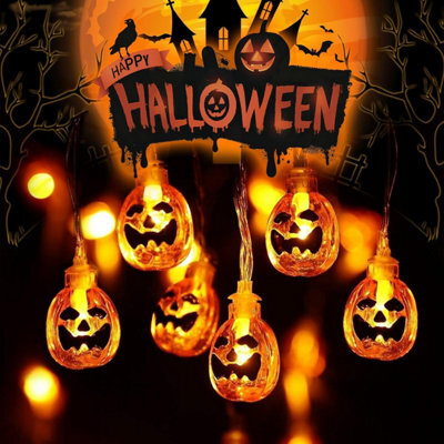Halloween Pumpkin String Lights: 20 Led Waterproof Orange Battery Lights With 2 Modes For Indoor/outdoor Decor - image 1
