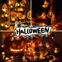 Halloween Pumpkin String Lights: 20 Led Waterproof Orange Battery Lights With 2 Modes For Indoor/outdoor Decor - thumbnail 5