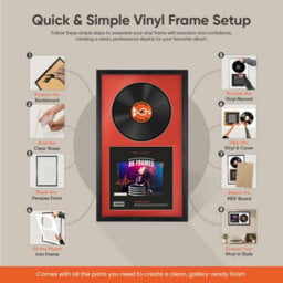 "30X17"" Green Classic Vinyl Record Frame With Mid Grey Mount For 12 Inch Lp Album Cover & Disc - Ak Frames" - thumbnail 7