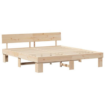 Berkfield Modern With Headboard Brown 200 X 200 Cm Solid Pine Wood - image 1