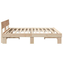Berkfield Modern With Headboard Brown 200 X 200 Cm Solid Pine Wood - thumbnail 6