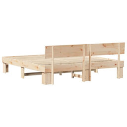 Berkfield Modern With Headboard Brown 200 X 200 Cm Solid Pine Wood - thumbnail 7
