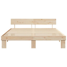 Berkfield Modern With Headboard Brown 200 X 200 Cm Solid Pine Wood - thumbnail 5