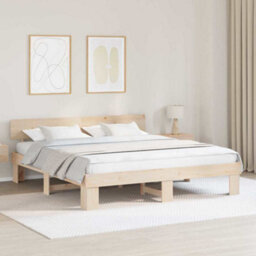 Berkfield Modern With Headboard Brown 200 X 200 Cm Solid Pine Wood - thumbnail 2