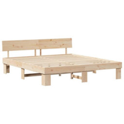 Berkfield Modern With Headboard Brown 200 X 200 Cm Solid Pine Wood - thumbnail 1