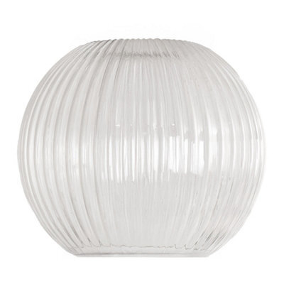 Valuelights Maddison Clear Ribbed Glass Globe Easy Fit Lamp Shade (D)20Cm - image 1