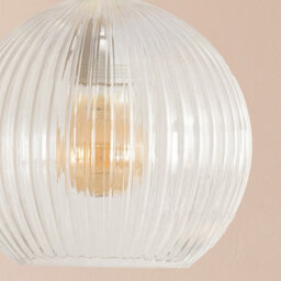 Valuelights Maddison Clear Ribbed Glass Globe Easy Fit Lamp Shade (D)20Cm - thumbnail 2