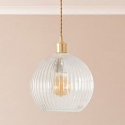 Valuelights Maddison Clear Ribbed Glass Globe Easy Fit Lamp Shade (D)20Cm - thumbnail 3