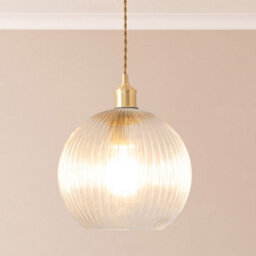 Valuelights Maddison Clear Ribbed Glass Globe Easy Fit Lamp Shade (D)20Cm - thumbnail 4