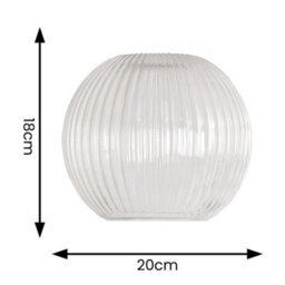 Valuelights Maddison Clear Ribbed Glass Globe Easy Fit Lamp Shade (D)20Cm - thumbnail 5