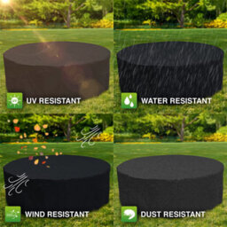 Woodside Black 6-8 Seater Round Garden Patio Furniture Set Cover Waterproof - thumbnail 3