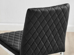 Furniturebox Set Of 2 Milan Black Diamond-Stiched Soft Touch Velvet Silver Chrome Leg Padded Counter Stools - thumbnail 7