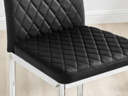 Furniturebox Set Of 2 Milan Black Diamond-Stiched Soft Touch Velvet Silver Chrome Leg Padded Counter Stools - thumbnail 6